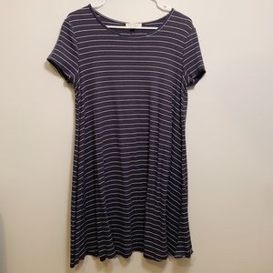 blue + white striped tee shirt dress!